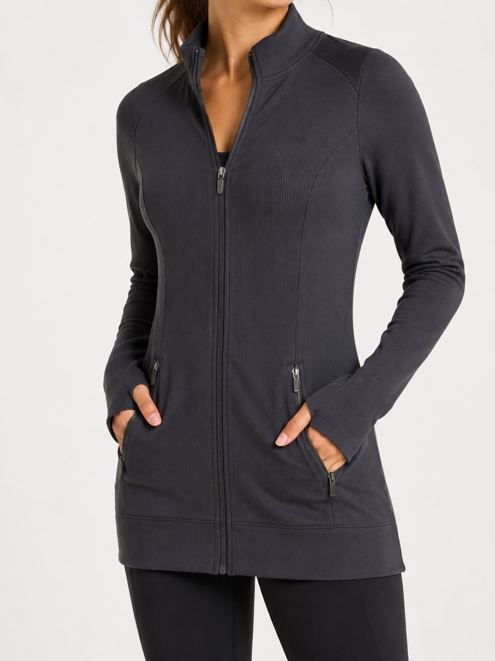 Mono B Ribbed Full Zip Activewear Jacket NWT Size Medium